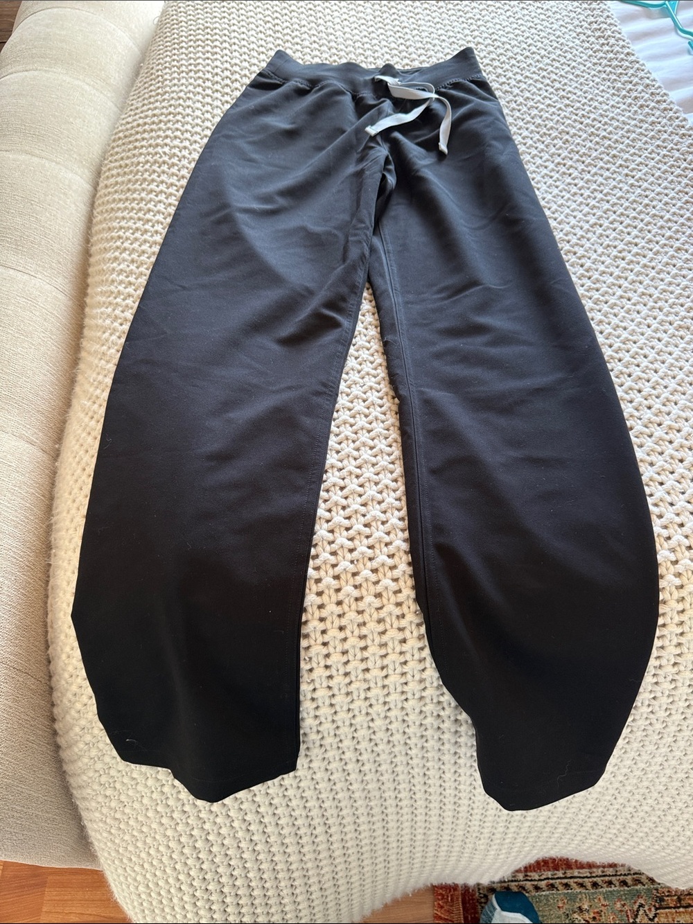 Figs Kids Black Sweatpants with Gray Drawstring